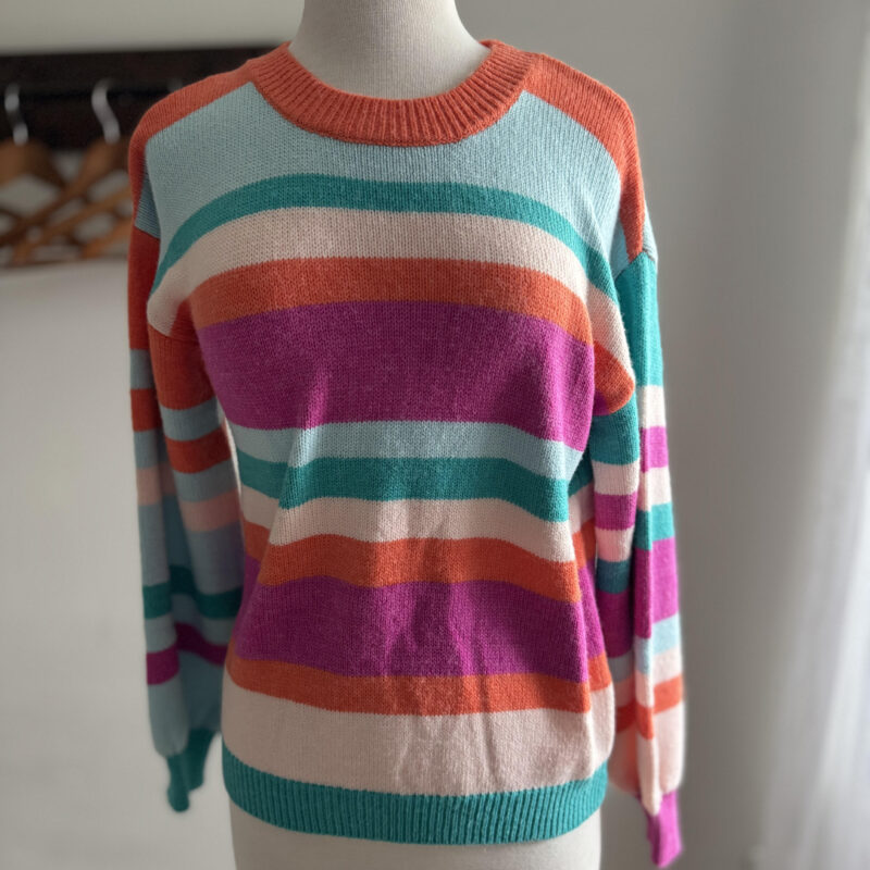 Rainbow Stripe Fitted Sweater