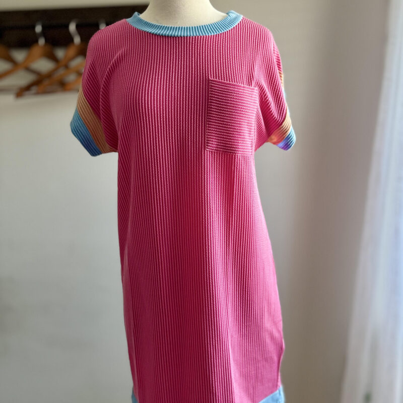 Colorblock Ribbed T-Shirt Dress