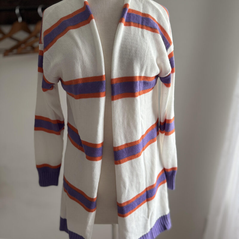Purple & Orange Striped Lightweight Cardigan