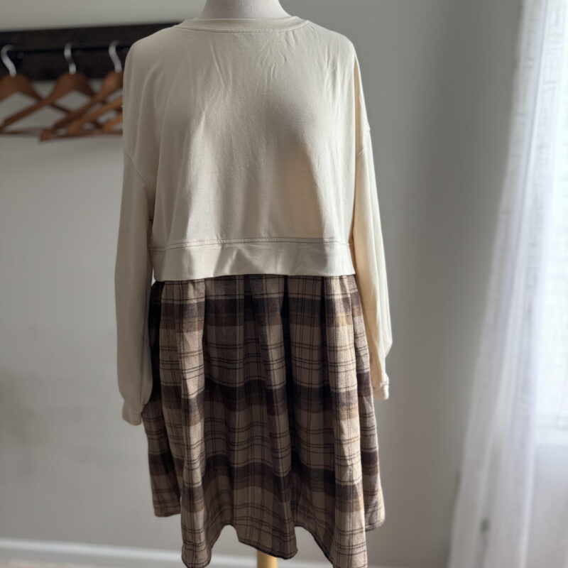 Cozy Plaid Combo Dress