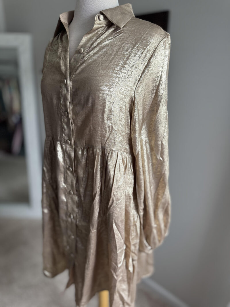 Metallic Tiered Button-Down Dress - Image 2